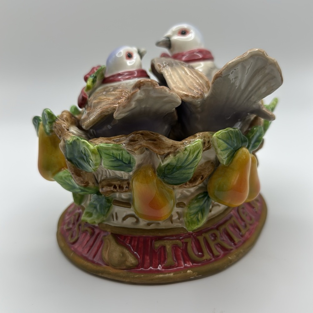 Fitz & Floyd Two Turtle Doves Salt And Pepper Shakers Christmas Holiday - Picture 5 of 12